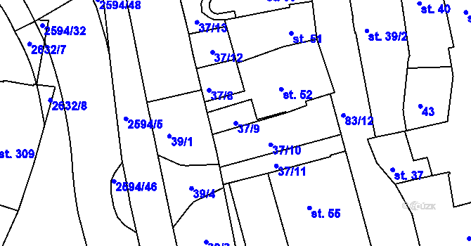 Parcela st. 37/9 v KÚ Lipník nad Bečvou, Katastrální mapa