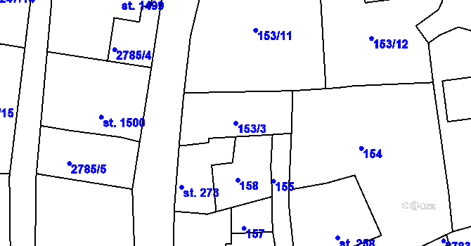 Parcela st. 153/3 v KÚ Lipník nad Bečvou, Katastrální mapa