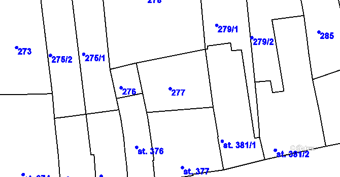 Parcela st. 277 v KÚ Lipník nad Bečvou, Katastrální mapa