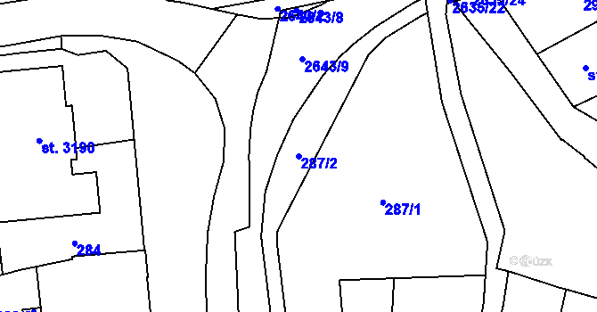 Parcela st. 287/2 v KÚ Lipník nad Bečvou, Katastrální mapa