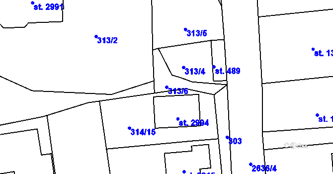 Parcela st. 313/6 v KÚ Lipník nad Bečvou, Katastrální mapa