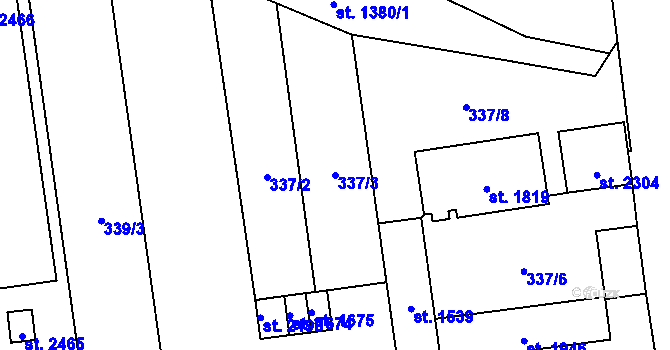 Parcela st. 337/3 v KÚ Lipník nad Bečvou, Katastrální mapa