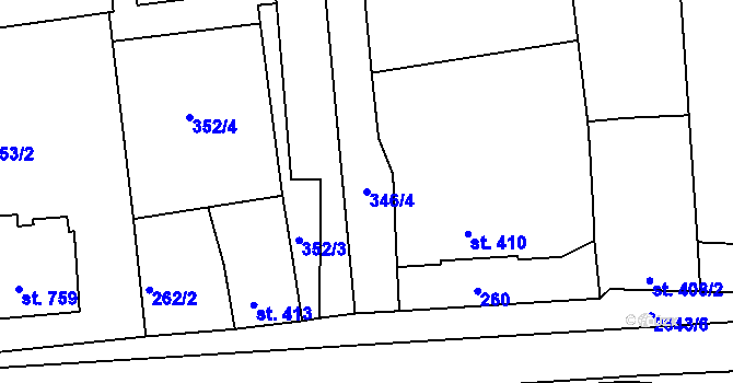Parcela st. 346/4 v KÚ Lipník nad Bečvou, Katastrální mapa