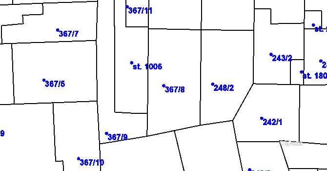 Parcela st. 367/8 v KÚ Lipník nad Bečvou, Katastrální mapa