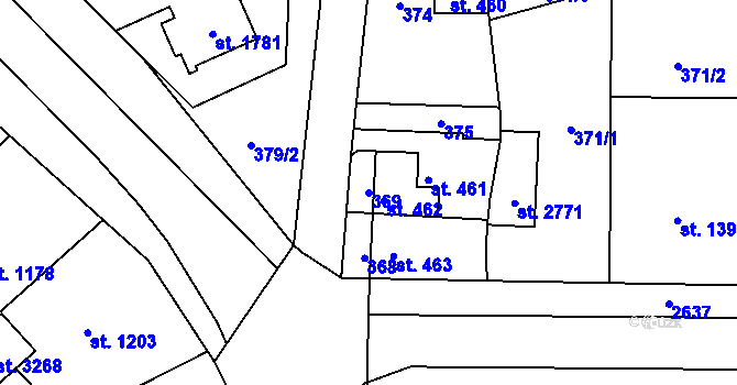 Parcela st. 369 v KÚ Lipník nad Bečvou, Katastrální mapa