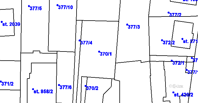 Parcela st. 370/1 v KÚ Lipník nad Bečvou, Katastrální mapa