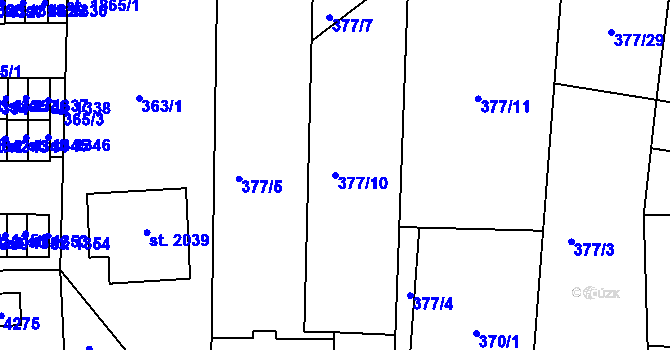 Parcela st. 377/10 v KÚ Lipník nad Bečvou, Katastrální mapa