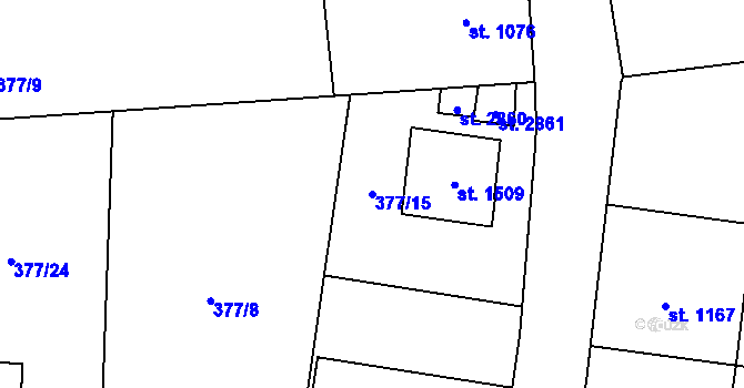 Parcela st. 377/15 v KÚ Lipník nad Bečvou, Katastrální mapa