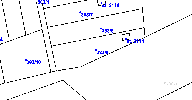 Parcela st. 383/9 v KÚ Lipník nad Bečvou, Katastrální mapa