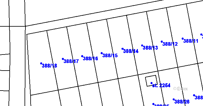 Parcela st. 388/15 v KÚ Lipník nad Bečvou, Katastrální mapa