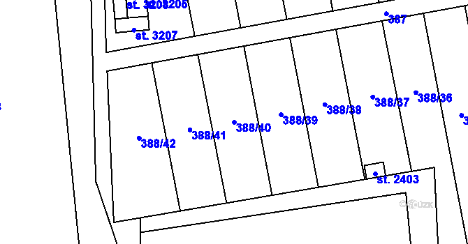 Parcela st. 388/40 v KÚ Lipník nad Bečvou, Katastrální mapa