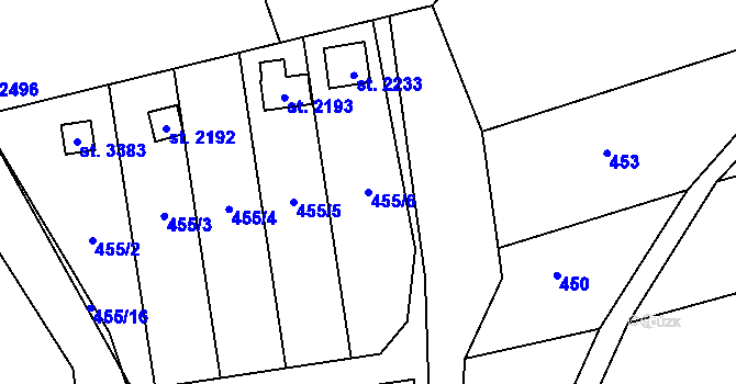 Parcela st. 455/6 v KÚ Lipník nad Bečvou, Katastrální mapa