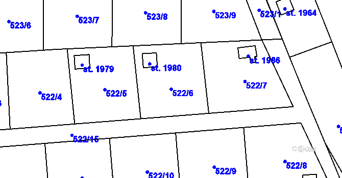 Parcela st. 522/6 v KÚ Lipník nad Bečvou, Katastrální mapa