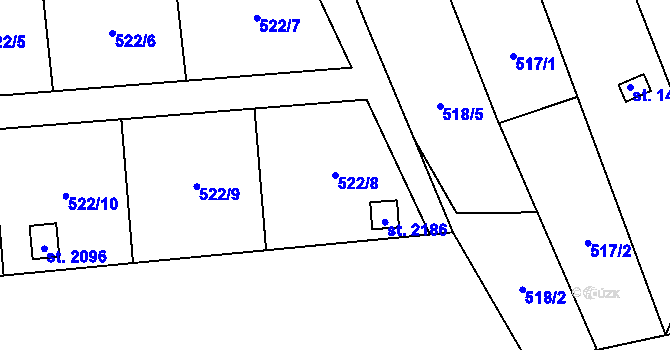 Parcela st. 522/8 v KÚ Lipník nad Bečvou, Katastrální mapa