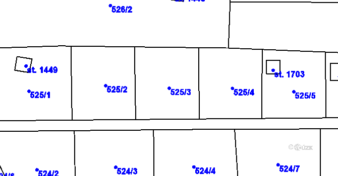 Parcela st. 525/3 v KÚ Lipník nad Bečvou, Katastrální mapa