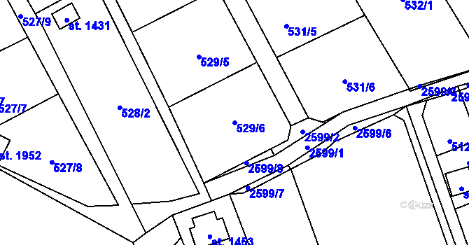 Parcela st. 529/6 v KÚ Lipník nad Bečvou, Katastrální mapa