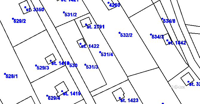 Parcela st. 531/4 v KÚ Lipník nad Bečvou, Katastrální mapa