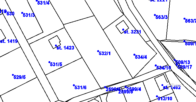 Parcela st. 532/1 v KÚ Lipník nad Bečvou, Katastrální mapa