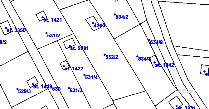 Parcela st. 532/2 v KÚ Lipník nad Bečvou, Katastrální mapa