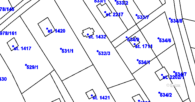 Parcela st. 532/3 v KÚ Lipník nad Bečvou, Katastrální mapa