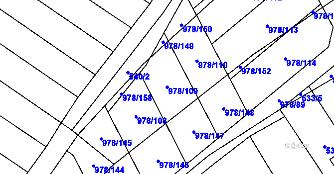 Parcela st. 978/109 v KÚ Lipník nad Bečvou, Katastrální mapa