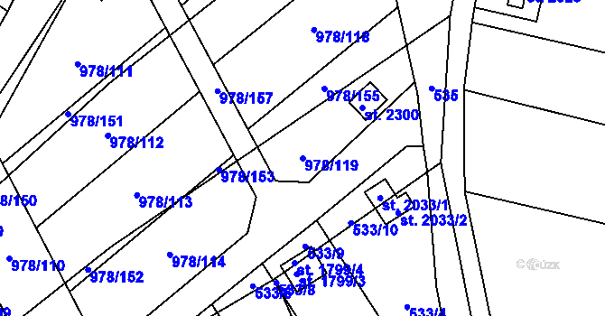 Parcela st. 978/119 v KÚ Lipník nad Bečvou, Katastrální mapa