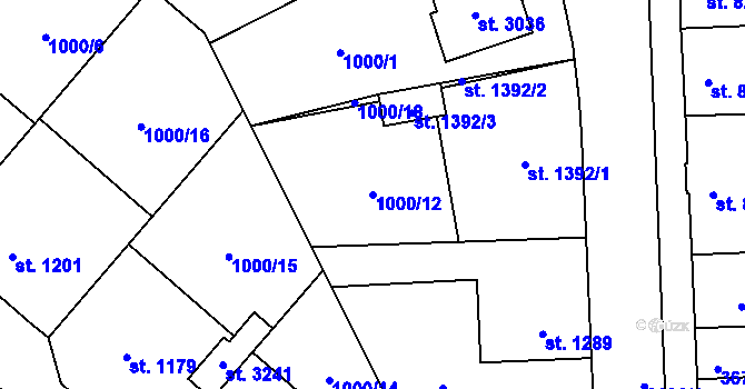 Parcela st. 1000/12 v KÚ Lipník nad Bečvou, Katastrální mapa
