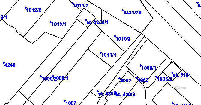 Parcela st. 1011/1 v KÚ Lipník nad Bečvou, Katastrální mapa