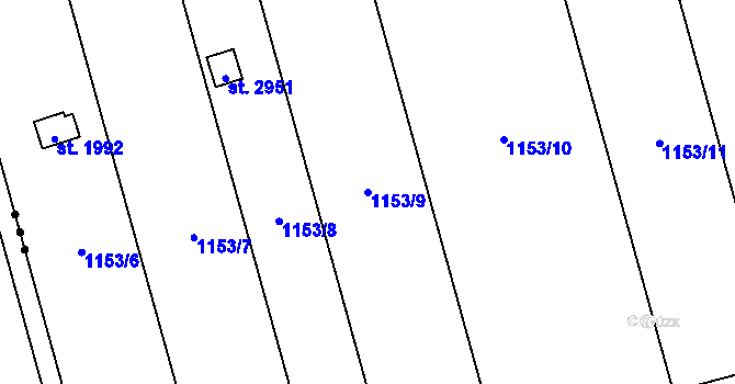 Parcela st. 1153/9 v KÚ Lipník nad Bečvou, Katastrální mapa