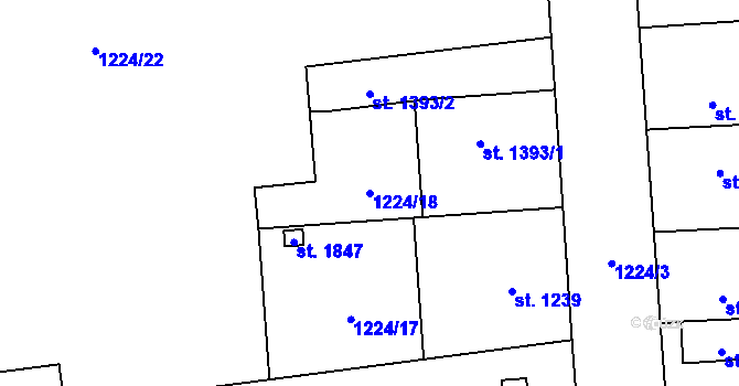Parcela st. 1224/18 v KÚ Lipník nad Bečvou, Katastrální mapa