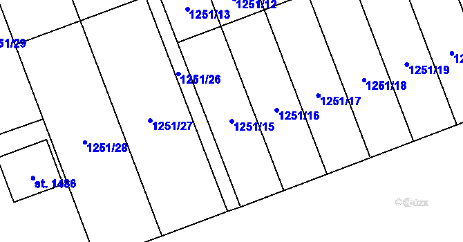 Parcela st. 1251/15 v KÚ Lipník nad Bečvou, Katastrální mapa