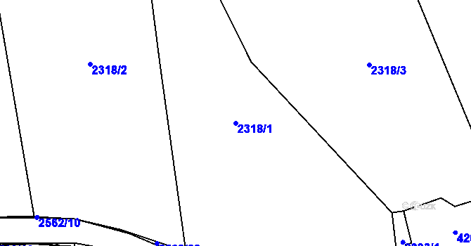 Parcela st. 2318/1 v KÚ Lipník nad Bečvou, Katastrální mapa