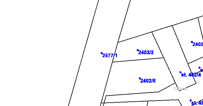 Parcela st. 2577/1 v KÚ Lipník nad Bečvou, Katastrální mapa