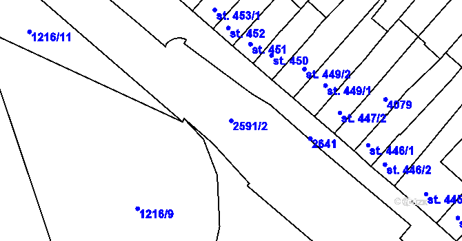Parcela st. 2591/2 v KÚ Lipník nad Bečvou, Katastrální mapa
