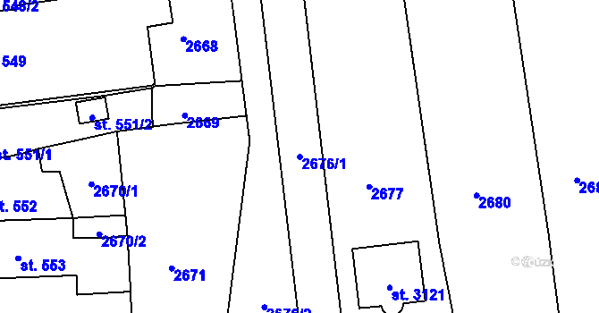 Parcela st. 2676/1 v KÚ Lipník nad Bečvou, Katastrální mapa