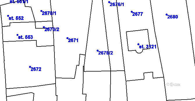 Parcela st. 2676/2 v KÚ Lipník nad Bečvou, Katastrální mapa