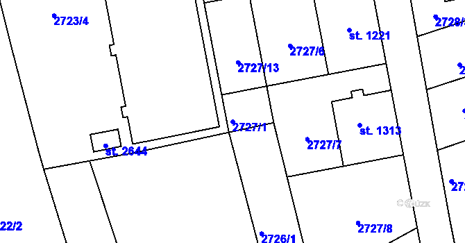 Parcela st. 2727/1 v KÚ Lipník nad Bečvou, Katastrální mapa