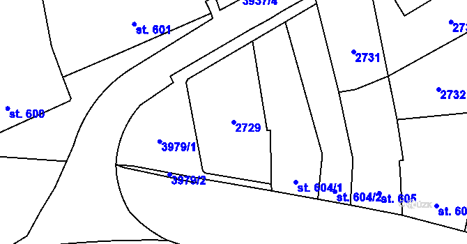 Parcela st. 2729 v KÚ Lipník nad Bečvou, Katastrální mapa