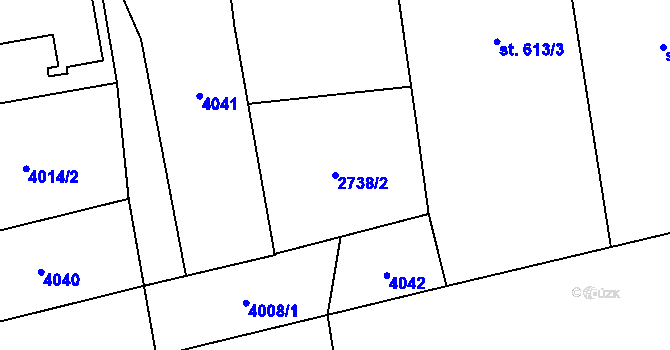 Parcela st. 2738/2 v KÚ Lipník nad Bečvou, Katastrální mapa