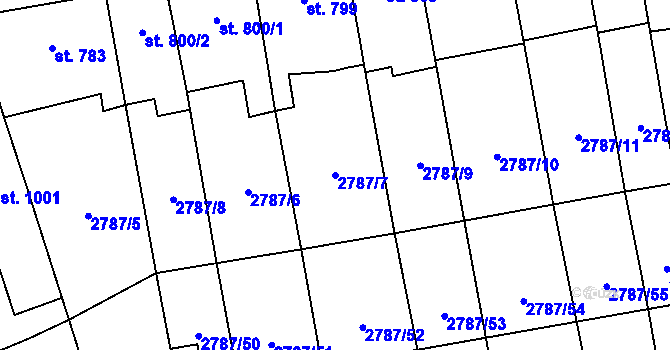 Parcela st. 2787/7 v KÚ Lipník nad Bečvou, Katastrální mapa
