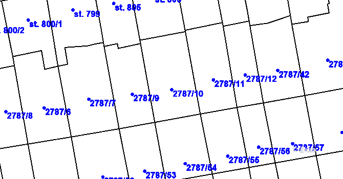Parcela st. 2787/10 v KÚ Lipník nad Bečvou, Katastrální mapa