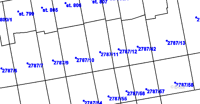 Parcela st. 2787/11 v KÚ Lipník nad Bečvou, Katastrální mapa