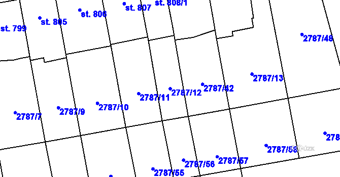 Parcela st. 2787/12 v KÚ Lipník nad Bečvou, Katastrální mapa