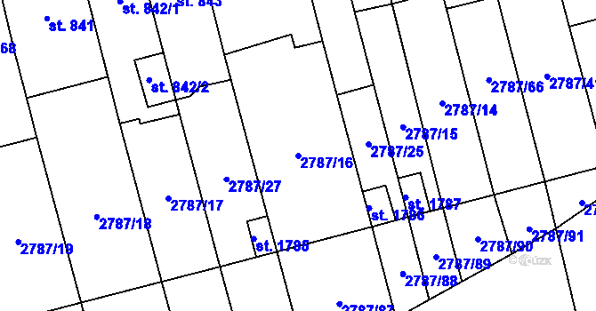 Parcela st. 2787/16 v KÚ Lipník nad Bečvou, Katastrální mapa