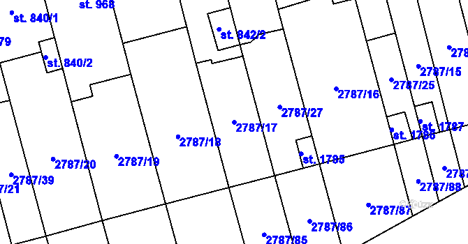 Parcela st. 2787/17 v KÚ Lipník nad Bečvou, Katastrální mapa