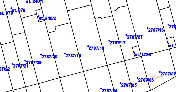 Parcela st. 2787/18 v KÚ Lipník nad Bečvou, Katastrální mapa