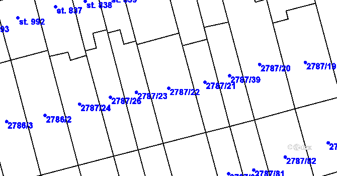Parcela st. 2787/22 v KÚ Lipník nad Bečvou, Katastrální mapa
