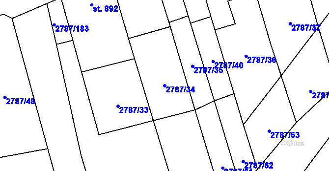 Parcela st. 2787/34 v KÚ Lipník nad Bečvou, Katastrální mapa