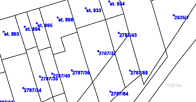 Parcela st. 2787/37 v KÚ Lipník nad Bečvou, Katastrální mapa