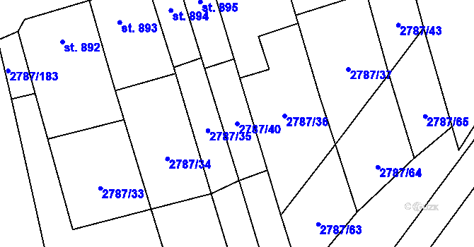 Parcela st. 2787/40 v KÚ Lipník nad Bečvou, Katastrální mapa